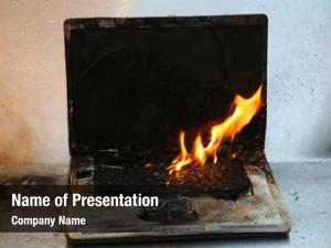 Flames laptop fire  