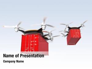 Cargo drones carrying containers 