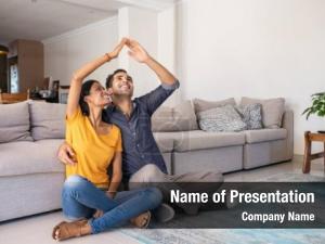 Couple young loving housing project PowerPoint Template