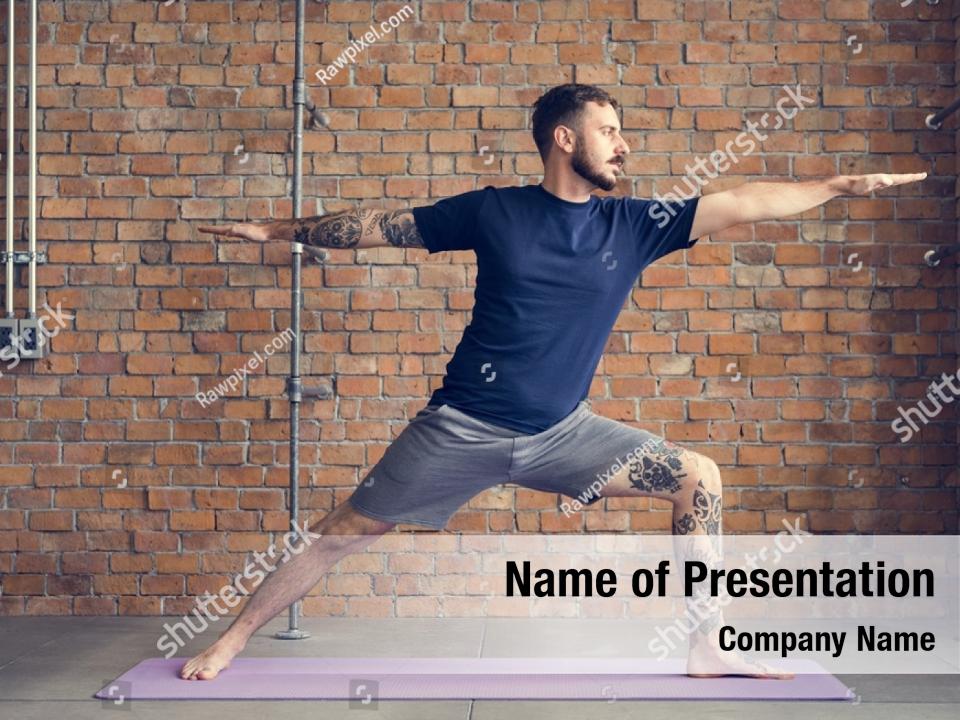 Stretching Man Sporty Young PowerPoint Template - Stretching Man Sporty ...