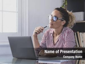 Thoughtful Businesswoman PowerPoint Template