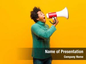 Man with Megaphone PowerPoint Template