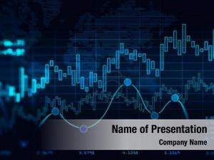 Candlestick Chart on Blue Background PowerPoint Template