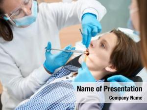 Boy injection anesthesia, dental chair PowerPoint Template