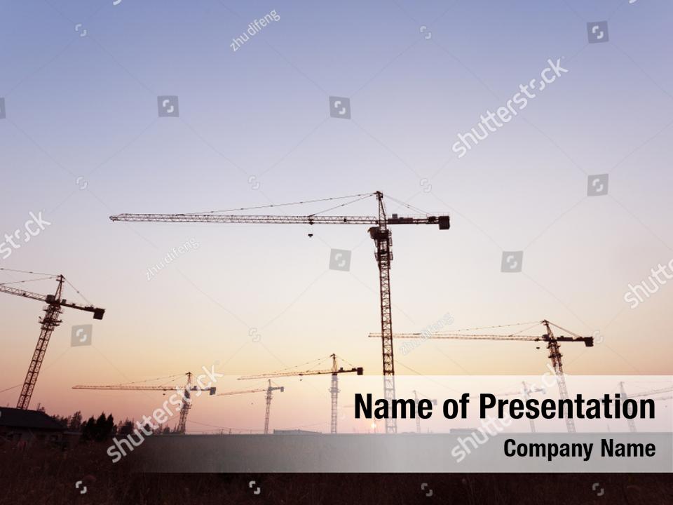 Architecture Tower Crane For Construction PowerPoint Template ...