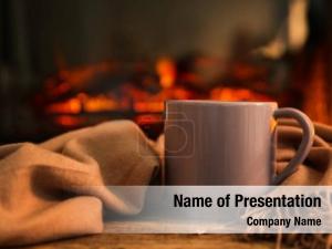 Cup of Tea and Warm Winter Blanket PowerPoint Template