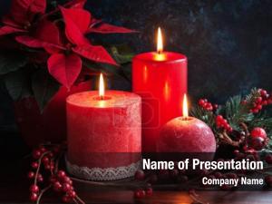 Red Christmas Candles PowerPoint Template
