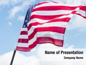 USA Flag on Blue Background PowerPoint Template