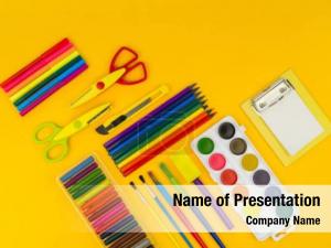 Stationery on Yellow Background PowerPoint Template
