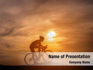 Bicycle Racing In Sunset PowerPoint Template