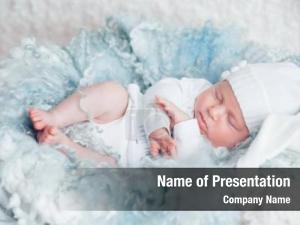 Baby On Light Blue Background PowerPoint Template