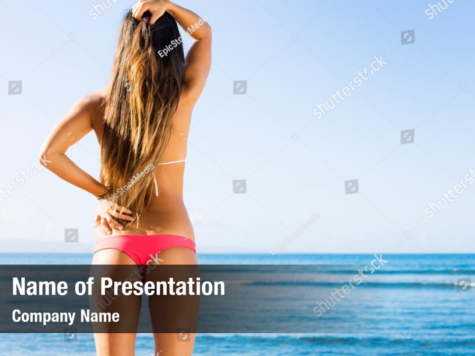 Sexy Back View Woman Bikini Powerpoint Template Sexy Back View Woman Bikini Powerpoint Background 