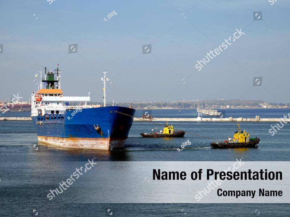 Transport harbor tugboat crane PowerPoint Template - Transport harbor ...