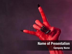 Heavy metal red devil hand