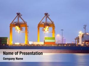 Waterfront freight container cargo PowerPoint Template - Waterfront ...