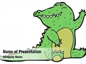 Crocodile fun cartoon mask PowerPoint Template - Crocodile fun cartoon