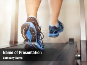 Leisure facilities man running in a gym PowerPoint Template