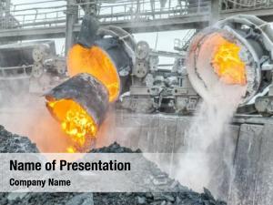 Pouring hot steel steel plant