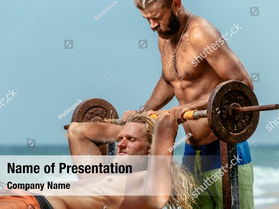 Weightlifting Shirtless Bodybuilder Man Powerpoint Template