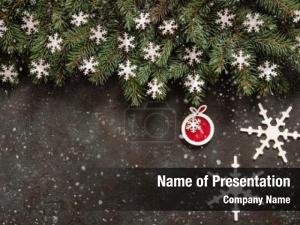 Christmas Tree Branches and Snowflakes PowerPoint Template