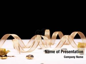Golden Festive Ribbons PowerPoint Template