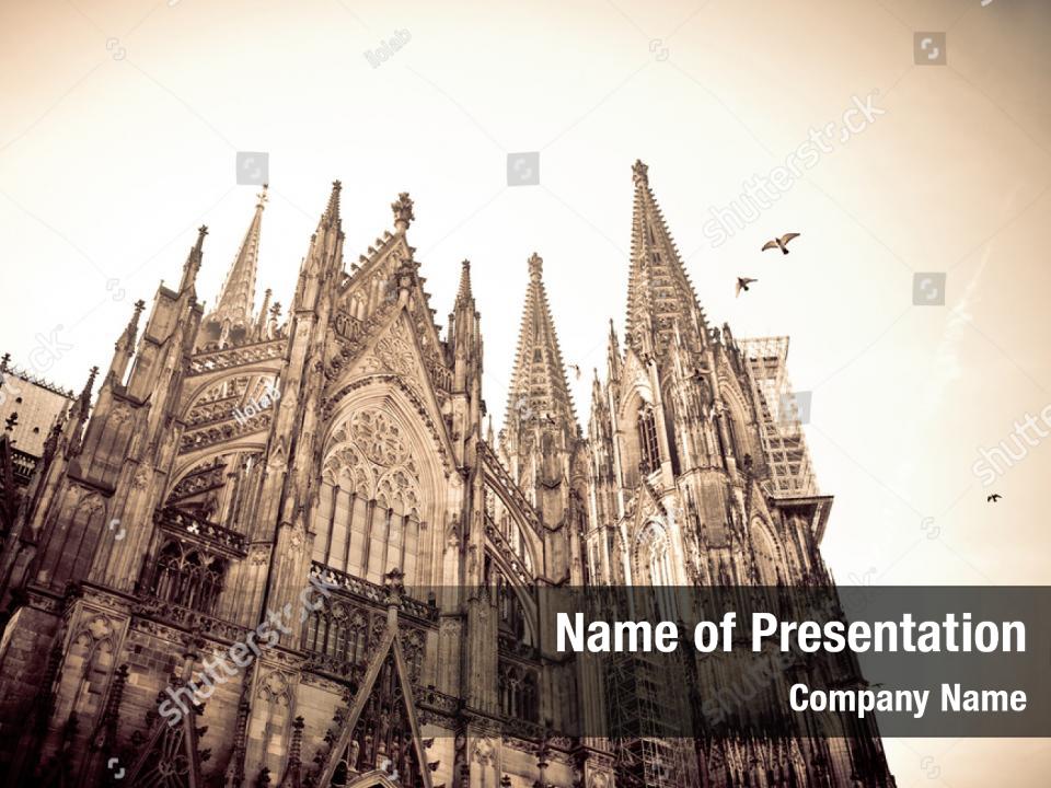 Architecture old gothic cathedral PowerPoint Template Architecture