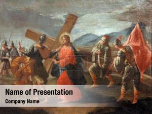 Cross, 5th stations simon cyrene PowerPoint Template