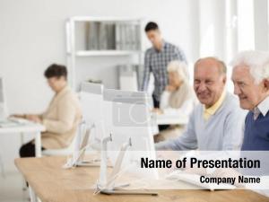 Elders and Computers PowerPoint Template