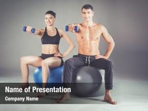 People two smiling fitness ball