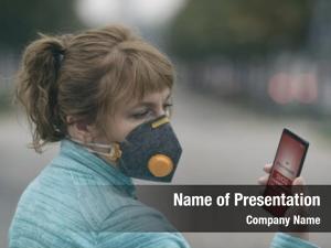 Real woman wearing anti pollution, anti smog