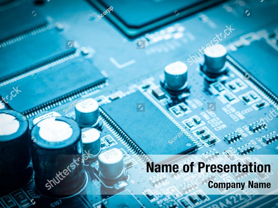 Circuit Board With Resistors PowerPoint Template - Circuit Board With ...