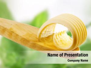 Wooden butter curl spoon detail PowerPoint Template