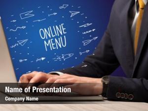 Laptop businessman working online menu