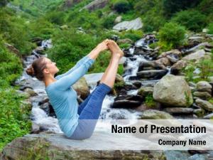 Outdoors yoga exercise woman doing