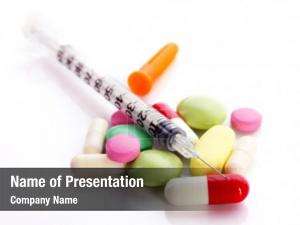Capsules medication tablets insulin syringe