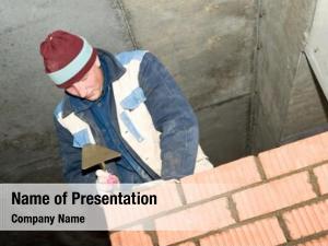 Worker construction mason bricklayer making