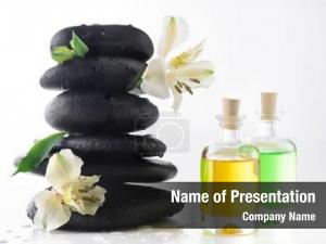 Flowers zen stones essential oils PowerPoint Template