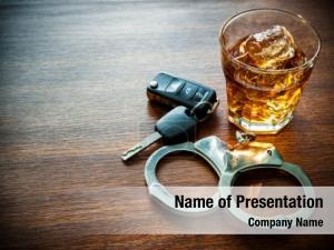 Keys whiskey car handcuffs concept