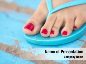 Red lady's feet nail varnish PowerPoint Template