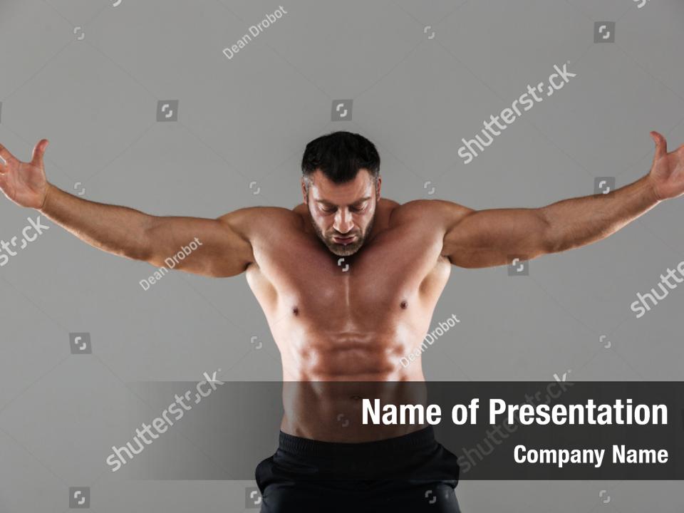 Strong Portrait Concentrated Shirtless Powerpoint Template Strong Portrait Concentrated