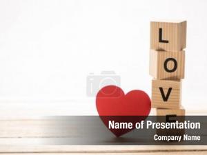 Paper red heart cut wooden PowerPoint Template