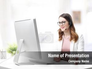 Customer shot attractive support agent PowerPoint Template