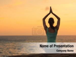 Yoga woman practicing sunset setting