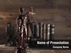 Justice law theme,lady statue wooden PowerPoint Template