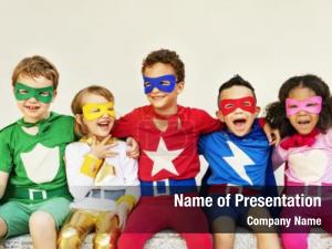 Costumes, kids superhero childhood concept