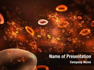 Cells red blood flowing through PowerPoint Template