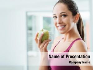 Woman young slim holding apple
