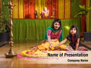 Girls two indian making rangoli