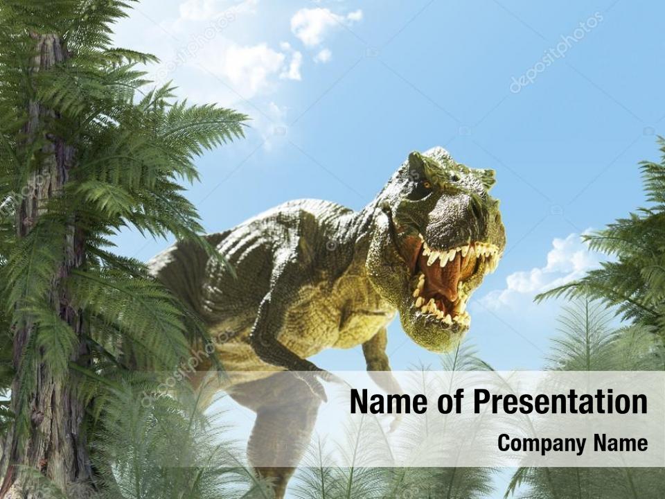 Dinosaur in the jungle PowerPoint Template Dinosaur in the jungle