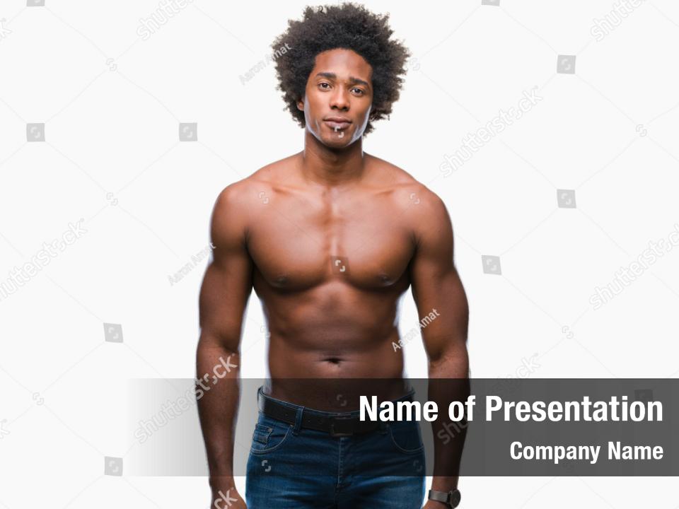 Determination Muscular Shirtless Man Powerpoint Template